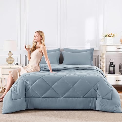 Miniatura 139 de CozyLux Juego de edredón de tamaño Queen, rojo burdeos, toda la ropa de cama en una sola bolsa, 7 piezas: edredón, fundas de almohada y de almohada