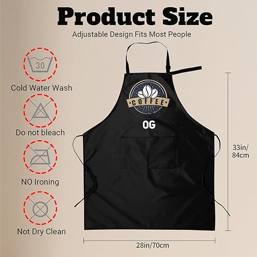 Miniatura 5 de Delantal personalizado con nombre, foto o logotipo. Babero de chef ajustable impermeable personalizado con 2 bolsillos, delantales personalizados