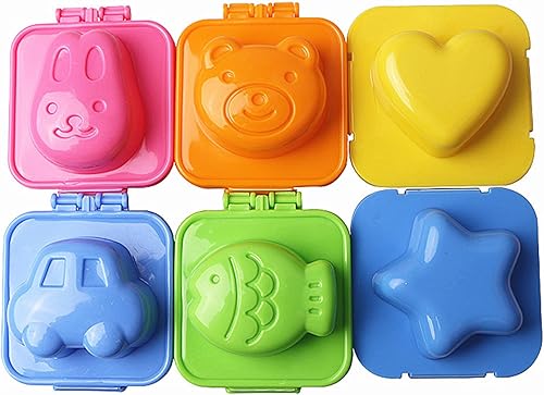 Ogrmar 6 moldes de dibujos animados para hervir huevos/pescado en forma de corazón para huevo, sushi, arroz, molde de molde para decorar pastel de