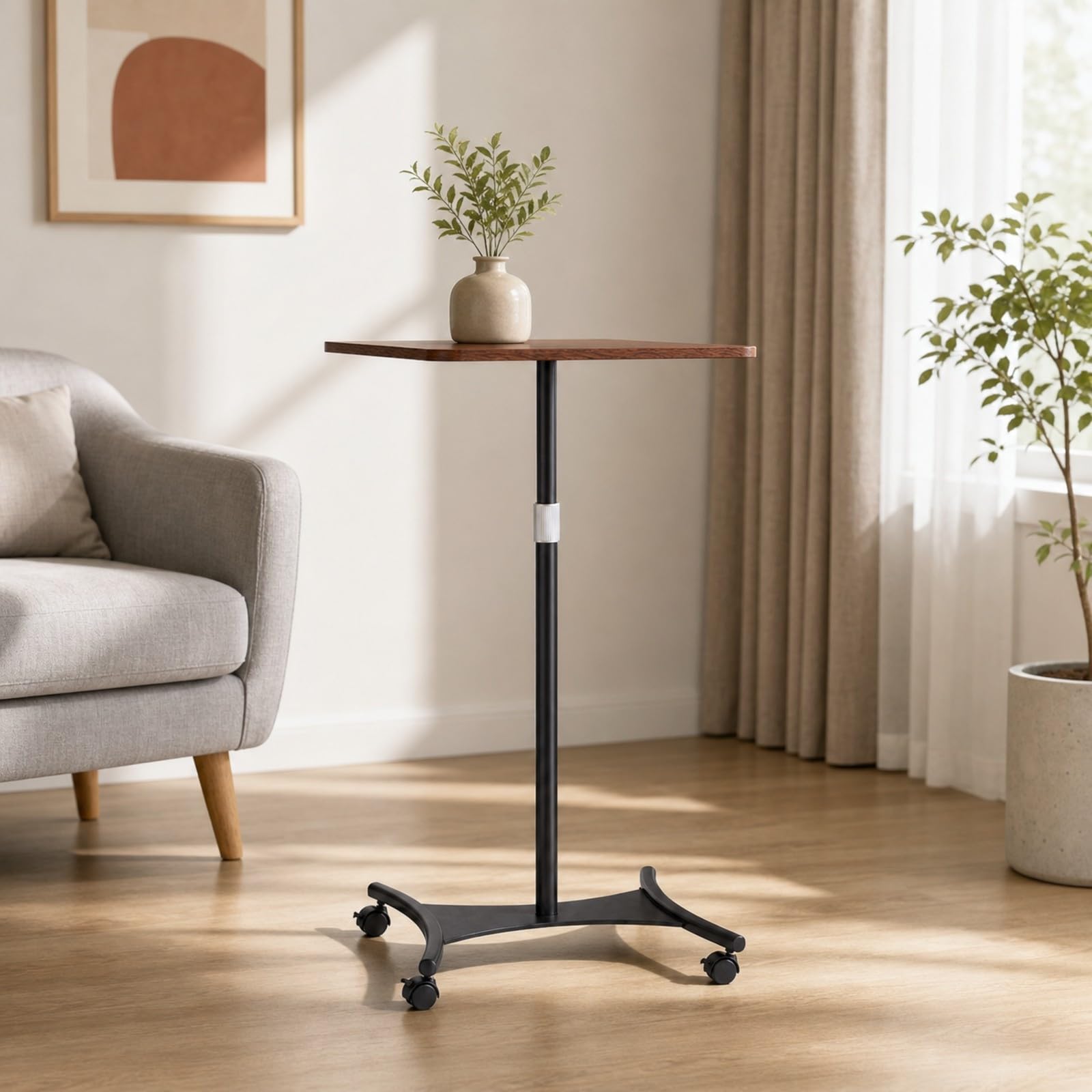 Tavolino Ruote Robusto | Design Salvaspazio Compatto, Tavolo D'appoggio, Stabile, Mobile, per Soggiorno, Bianco, Pavimento+Ruote
