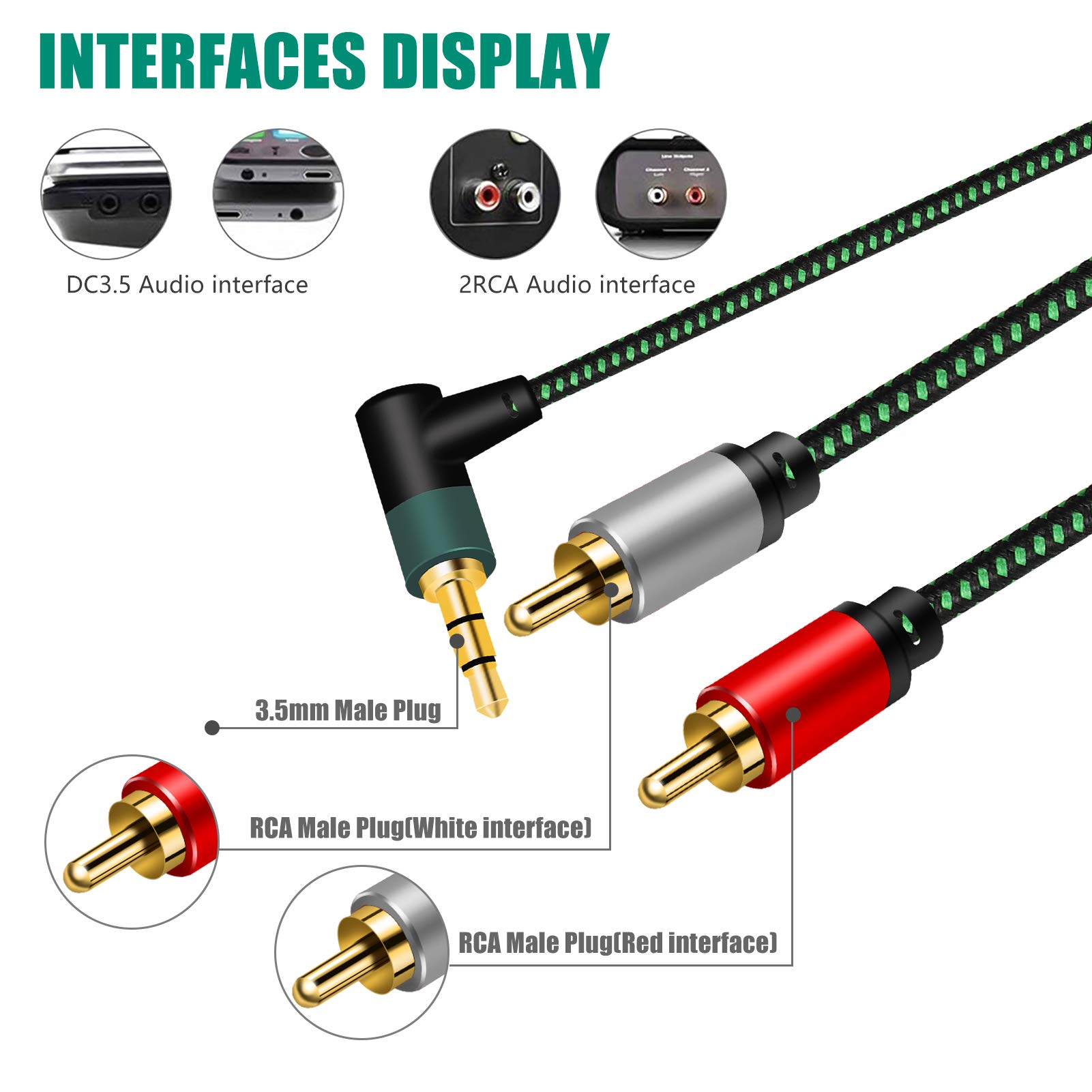 Cavo Audio 3.5mm A 2 RCA | Collegamento Stereo Per TV, Auto, Home Theater | 3 Metri - Foto 13