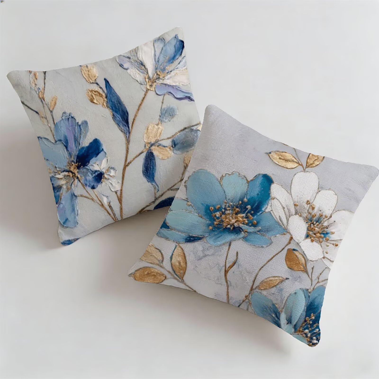 Générique Housse de Coussin Canapé Bleu 75x75cm Exterieur Impermeable Flower Taie d'oreiller Décoratif Aesthetic Housse Coussin Decoration pour Chambre Sofa Jardin Balcon Terrasse Lot de 2. P-4763