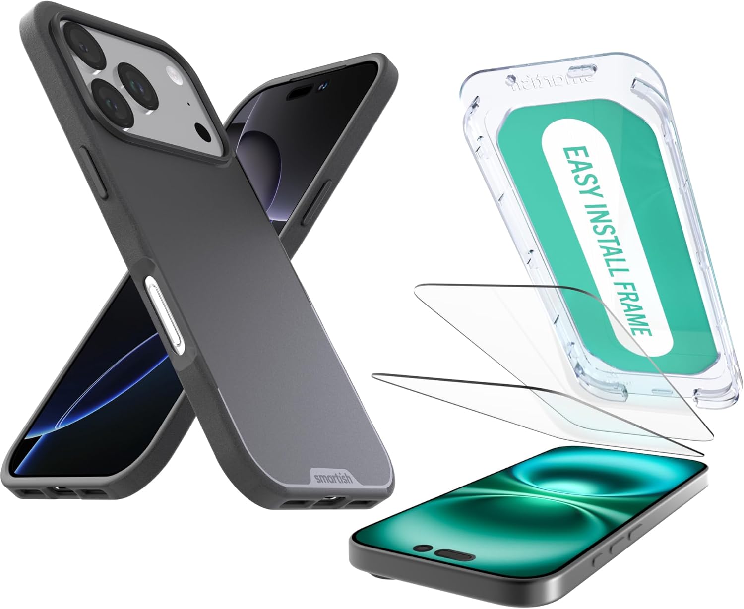 Smartish® iPhone 17 Pro MagSafe Case - Gripmunk Magnetic Slim Case [Lightweight + Protective] Thin Grip Cover with Microfiber Lining for Apple iPhone 17 Pro - Black Tie Affair