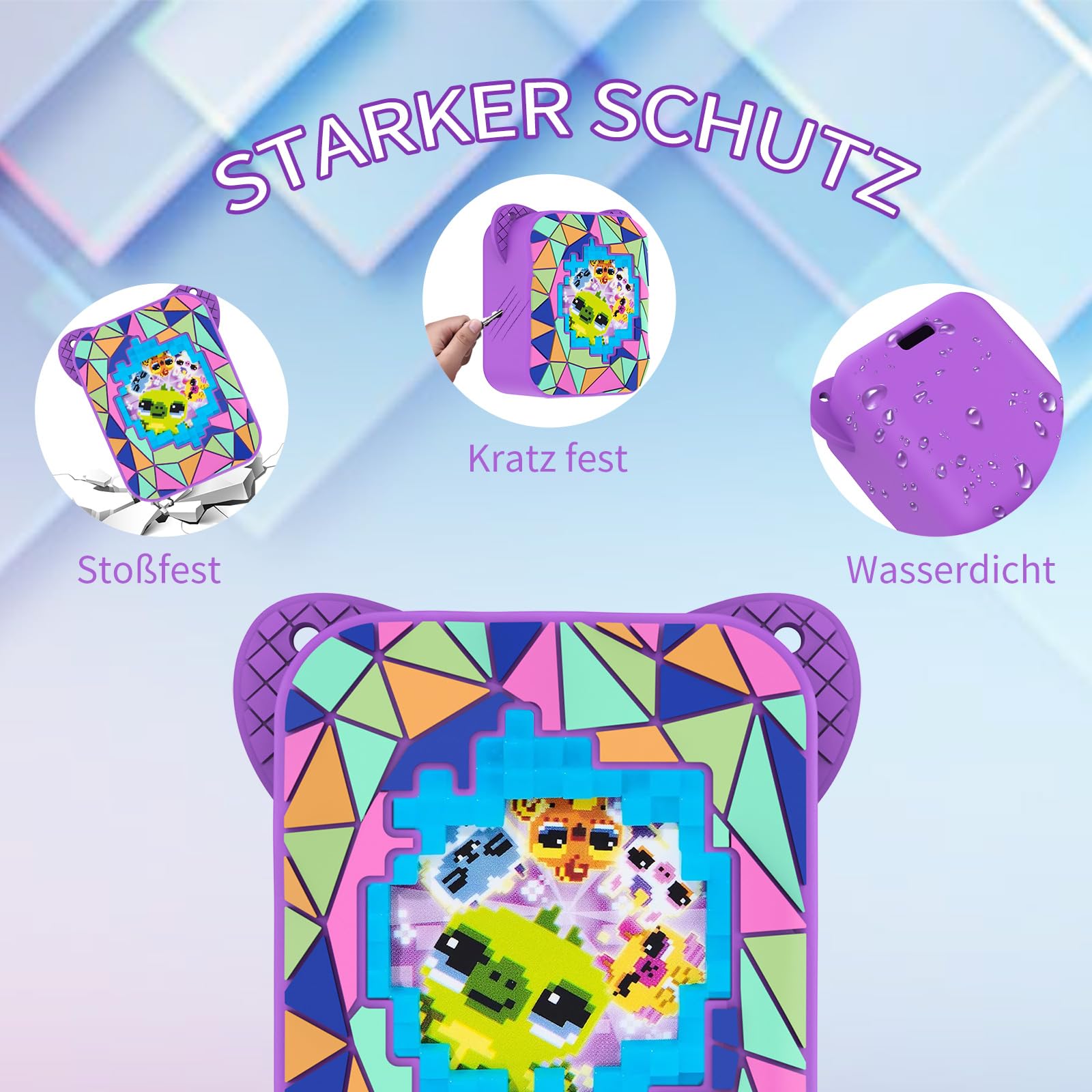 Schutzhülle für Bitzee Magicals Digital Pet, MOWYEOK rutschfeste und Kratzfeste Silikon Schutzhülle für Digitale elektronische Haustierhülle von Bitzee Magicals, Mit Lanyard (Lila)