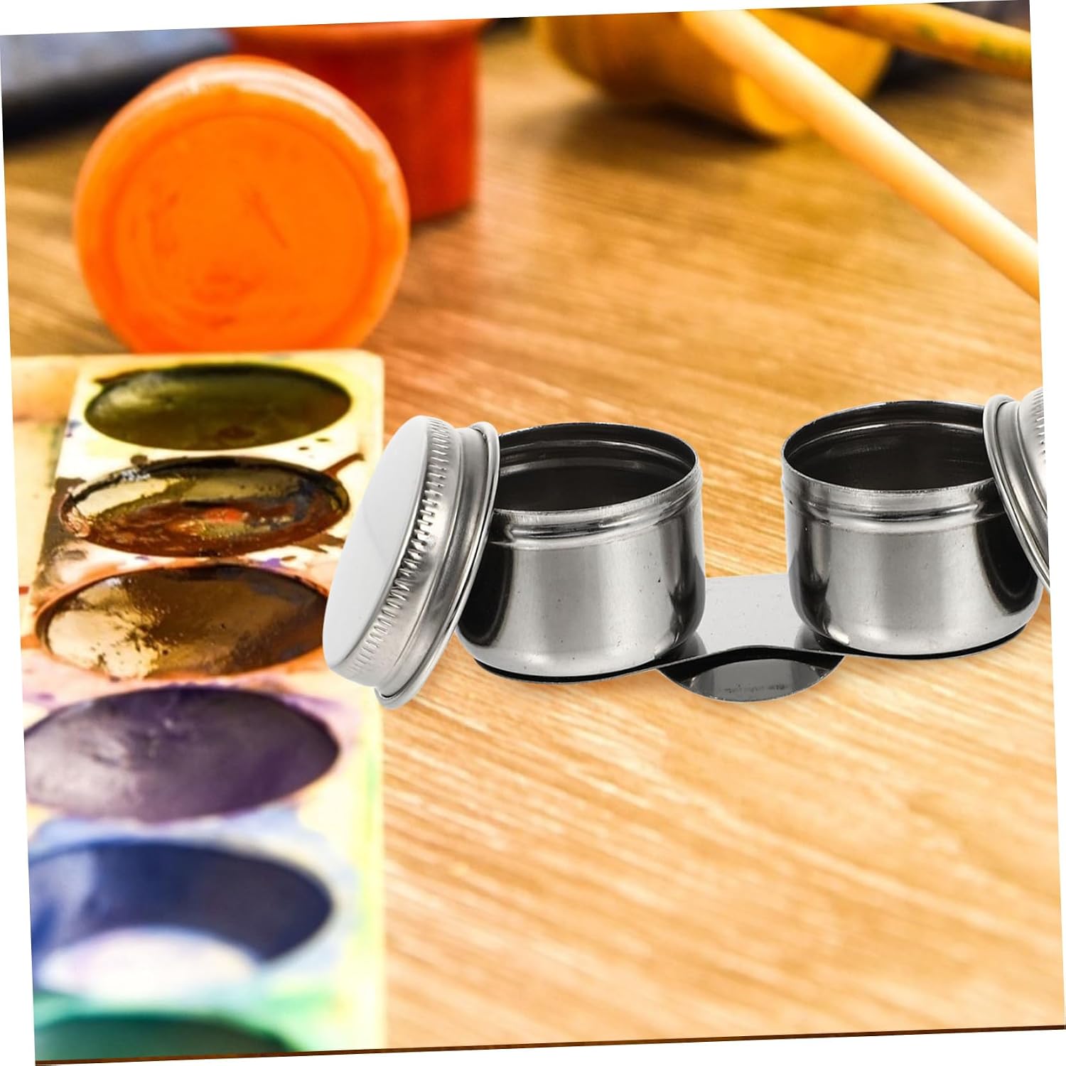 DOITOOL 2pcs Stainless Steel Paint Brush Washer Oil Paint Mixing Cup Brush Cleaner
