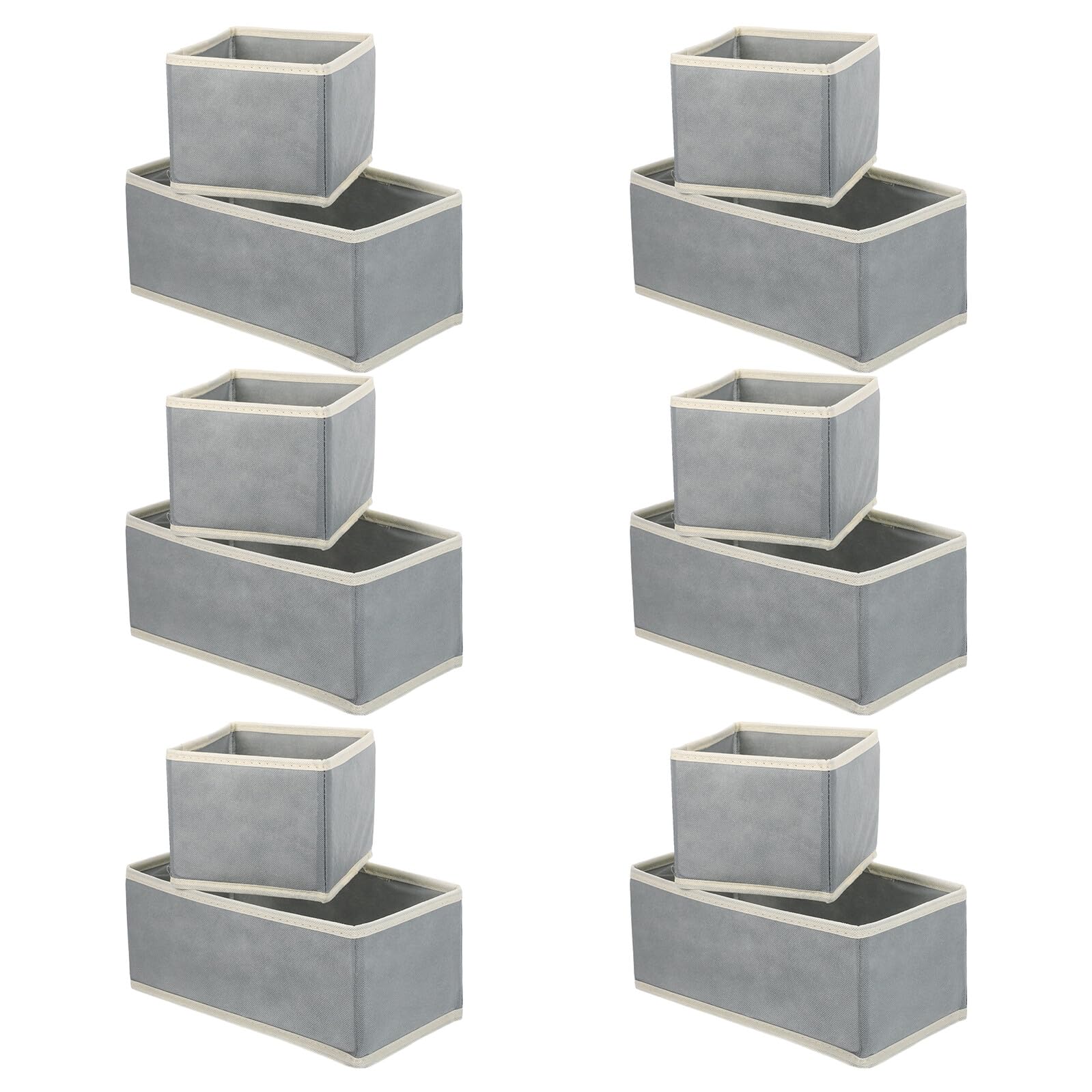 12 Stück Faltbare Aufbewahrungsboxen aus Stoff Schubladenorganizer für Kleidung und Unterwäsche Kleiderschrank Organizer in Grau Platzsparend und Langlebig