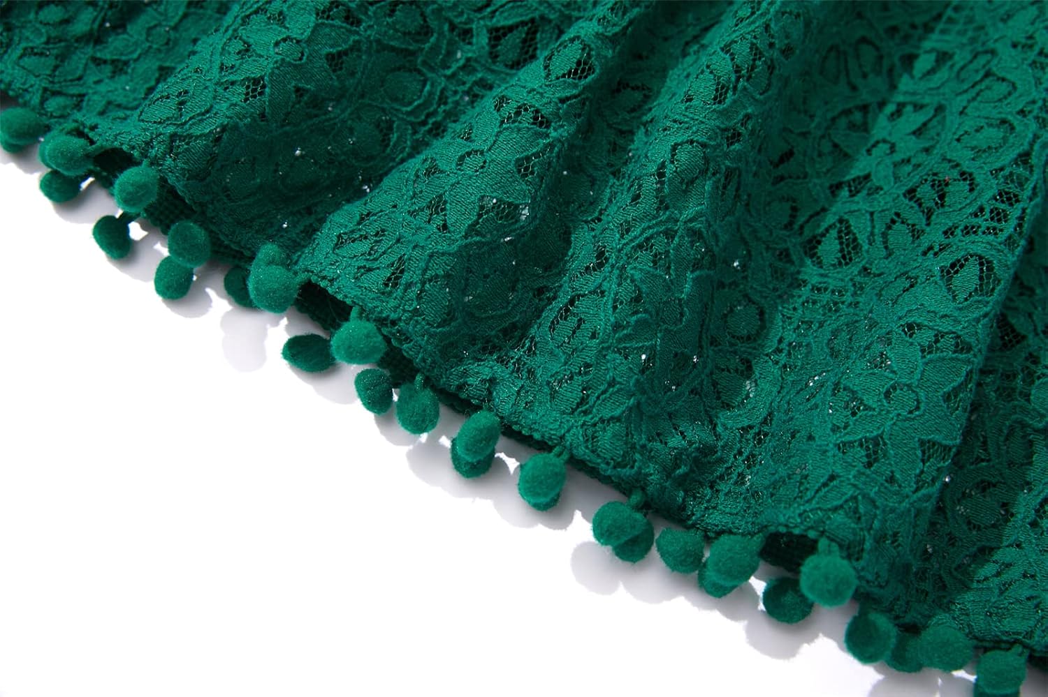 Niyage Toddler Girls Elegant Lace Pom Pom Flutter Sleeve Party Princess Dress - Image 6