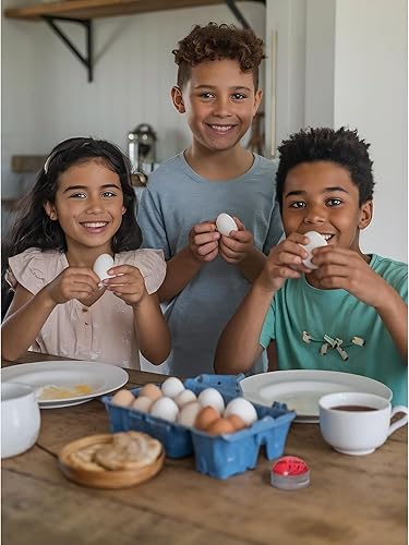 Vista 18 de Esie Houzie Temporizador de huevos para hervir huevos duros, medianos y suaves, cambia de color cuando se termina, soporte para 4 huevos, fácil