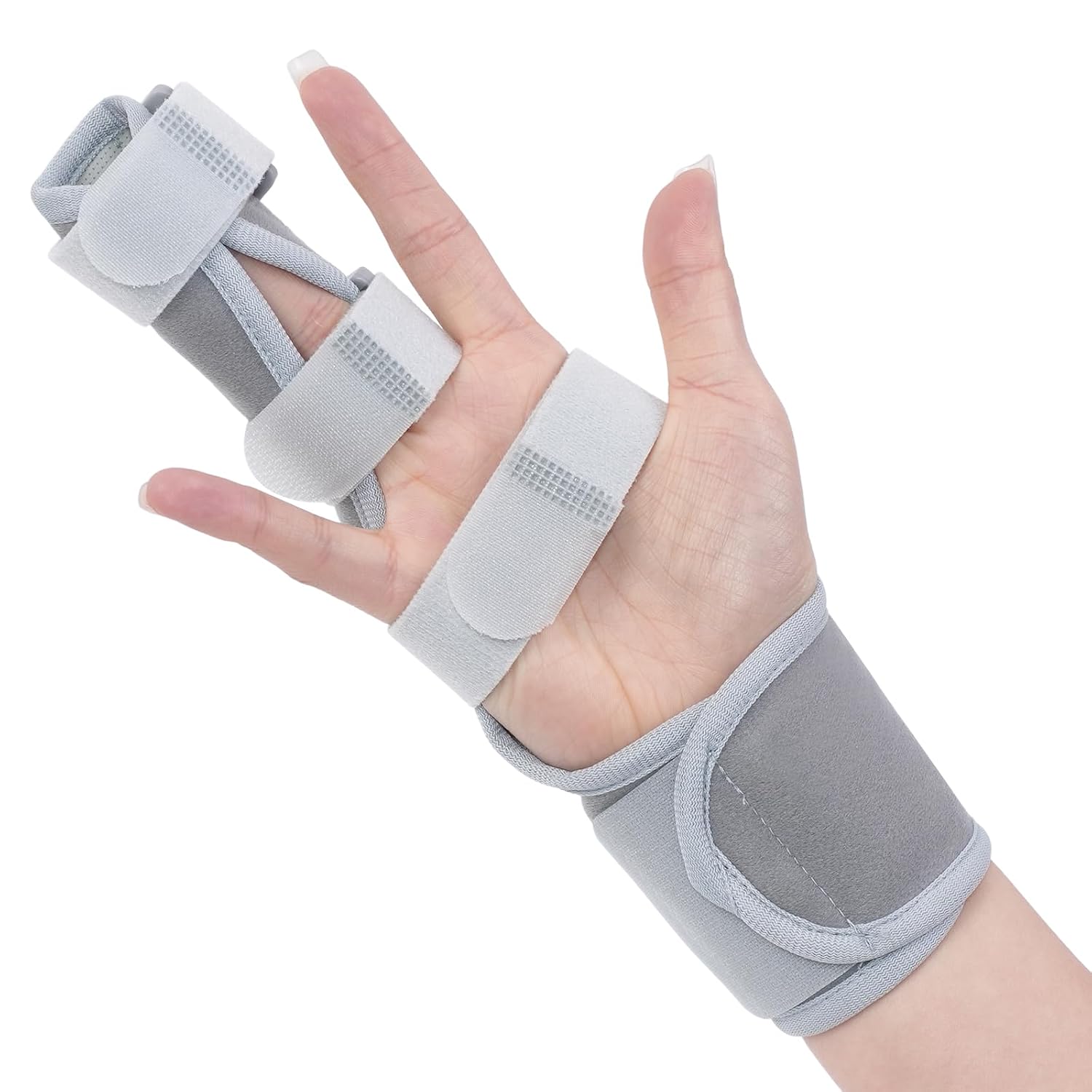 Trigger Finger Splint, Finger Brace for Middle, Index, Pinky, or Ring Finger Support, Hand Splint for Arthritis, Fracture, Hand Brace Splint with maniphalanx Support (2 Fingers Fixed) -Upgrade Fabric Gray