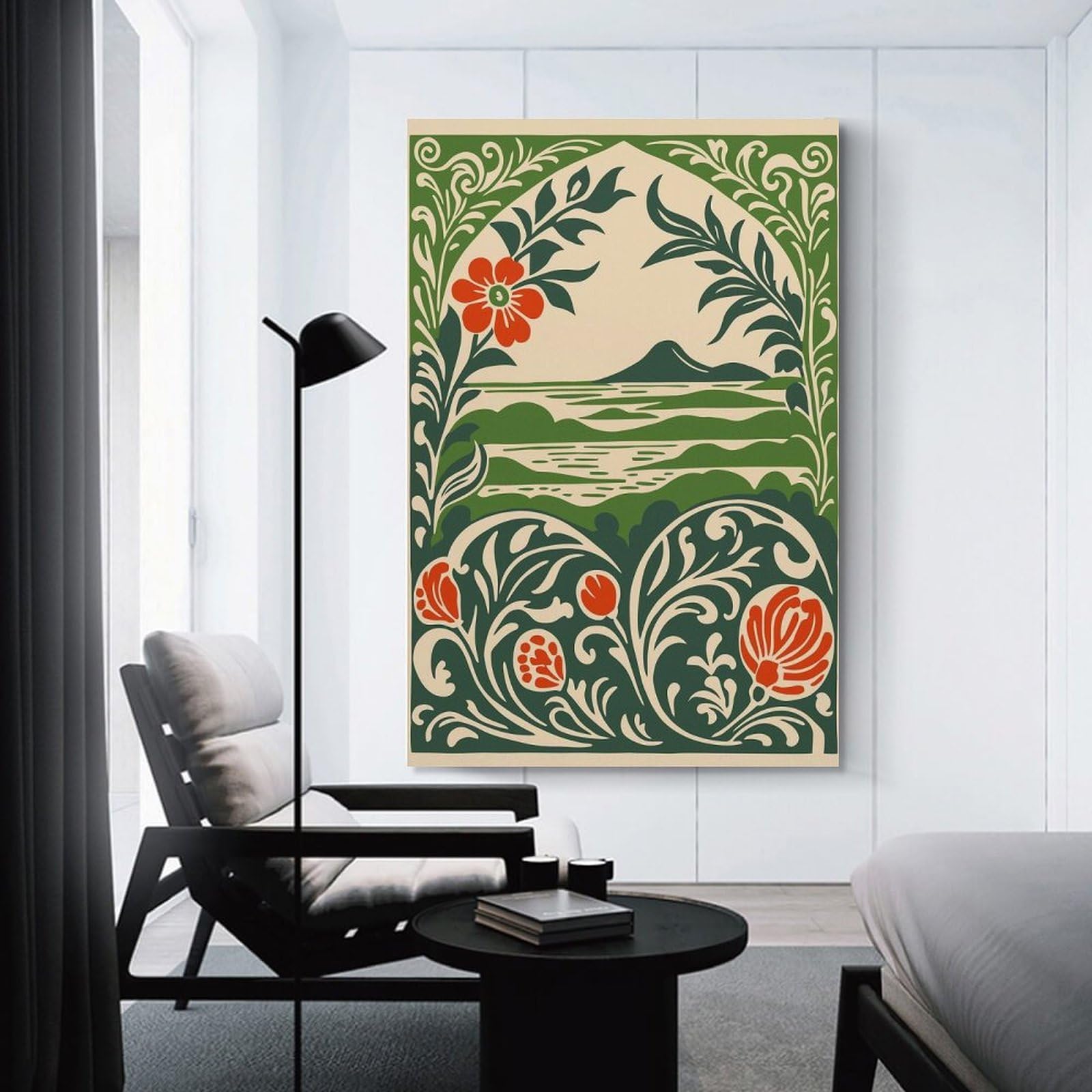 Junmoney Unframe-Style-19 Floral Landscape Art Nouveau Illustration Room Decor Wall Art, 24X36inch(60X90cm), For Bedrooms, Workspaces And Everyday Interiors, An Adaptable Decor Piece For Home Use
