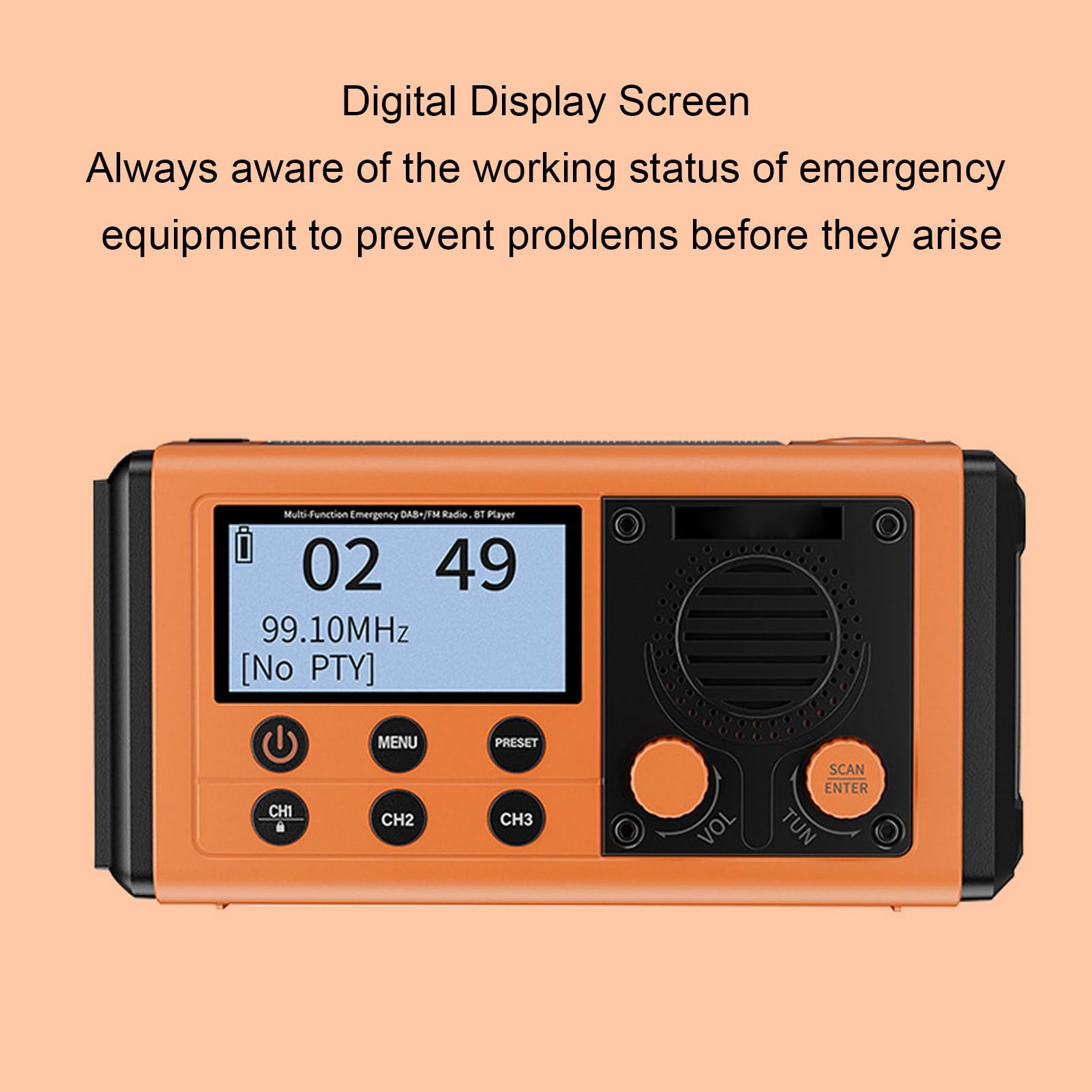 Wisoqu Emergency Radio, 10000mAh Solar Hand Crank Weather Radio, BT Speaker with FM Broadcast, IPX6 Water Proof, for Outdoor Lighting and Power Backup (Orange)