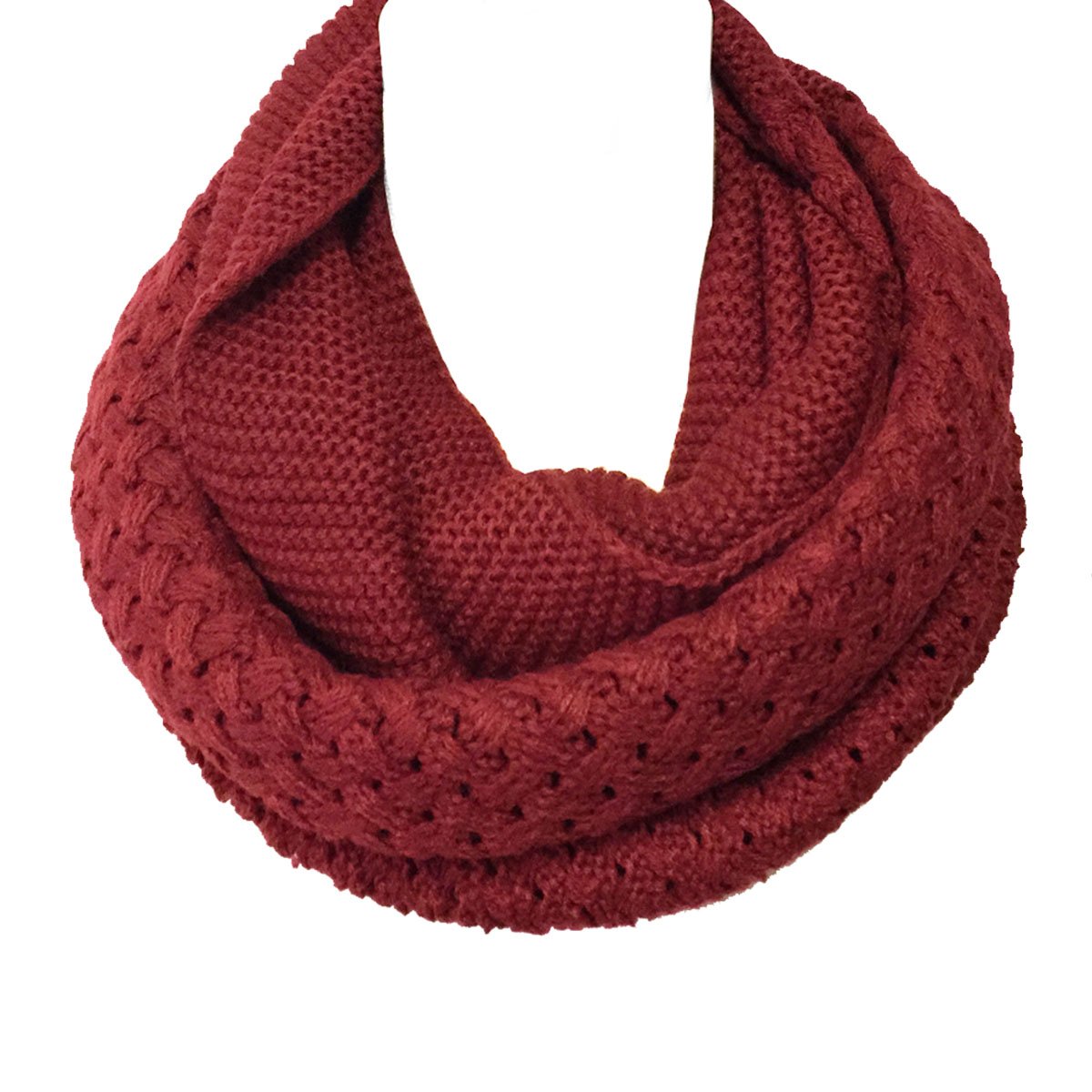 Wrapables Trendy Winter Warm Knit Infinity Scarf, Burgundy