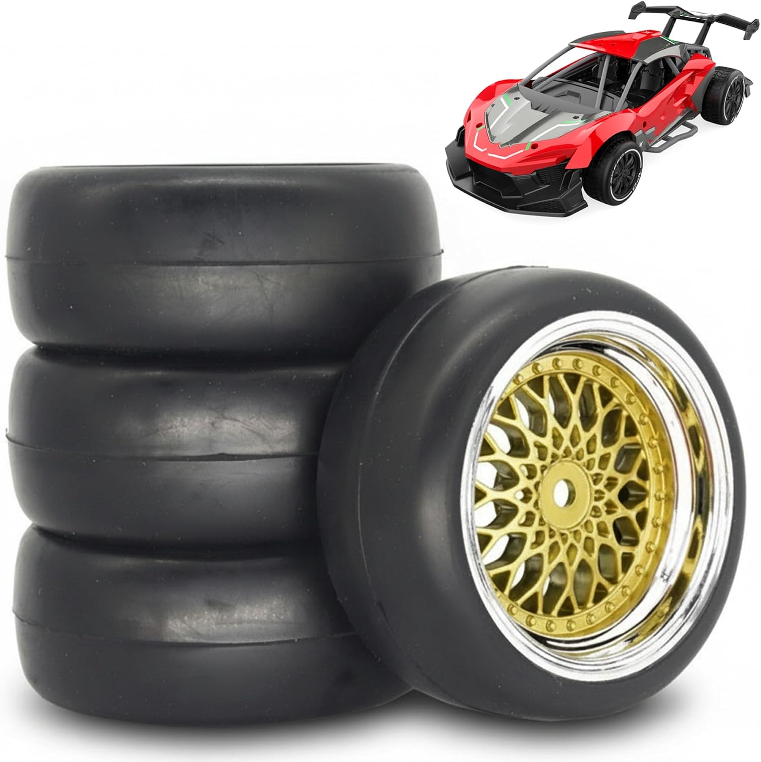 RC-Driftr der 4er-Set 12 mm Sechskant 1/10 RC-Reifen Durchmesser 62 mm Ersatz f r Tourenwagen R der Reifen