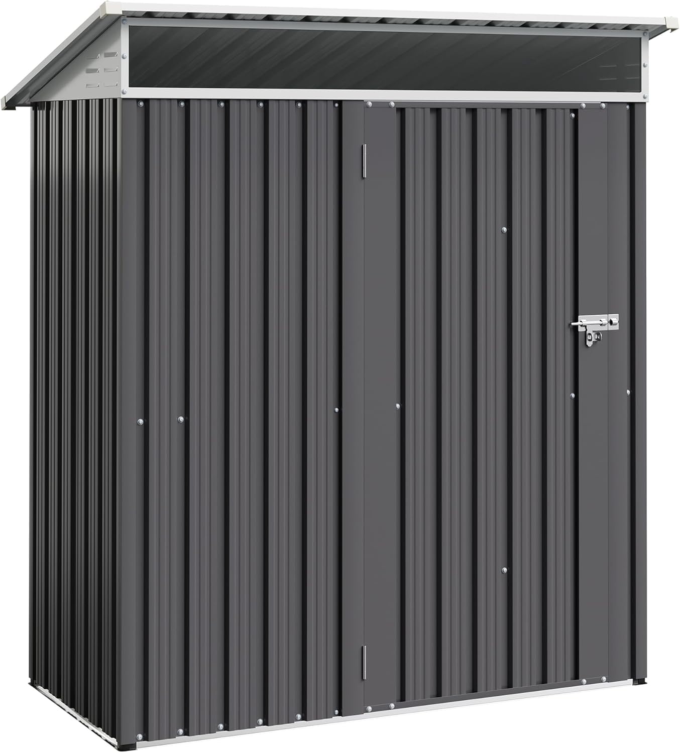 Shintenchi 5x3 FT Outdoor Storage Shed with Window, Outdoor Waterproof Storage Shed Metal Garden Shed with Lockable Single Door, Weather Resistant Tool Storage House Shed for Garden,Backyard,Dark Gray