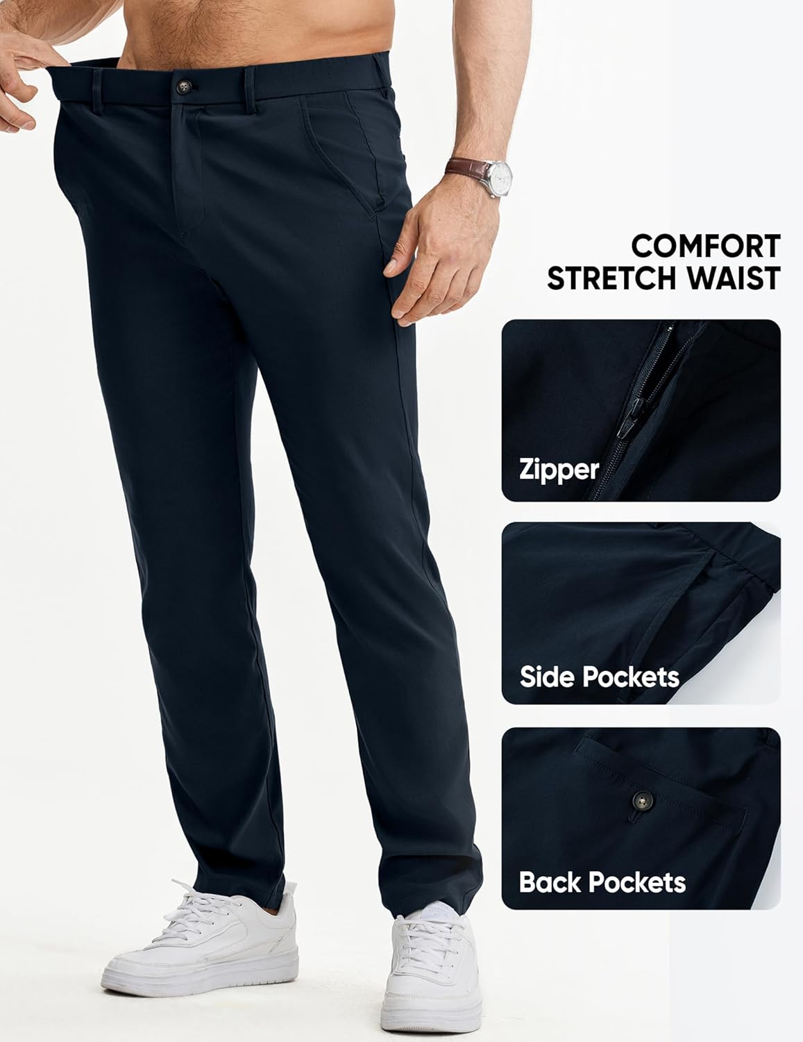 JMIERR Men's Skinny Stretchy Suit Pants Slim Fit Slacks Tapered Trousers