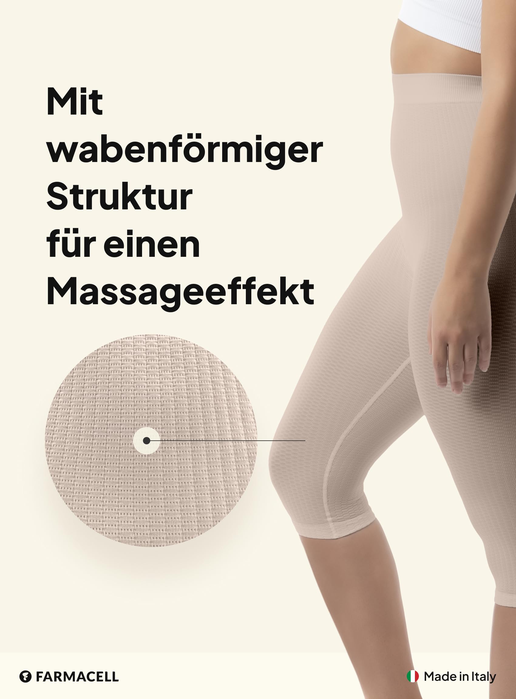 FarmaCell Anti-Cellulite Leggings Damen 3/4 mit Mikromassage, Hoher Bund, Made in Italy, 123