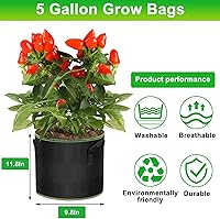 Vista 5 de Bolsas de cultivo de 5 galones, paquete de 3 unidades, bolsas de tela no tejida gruesa con asas para plantar verduras, flores, papas y macetas
