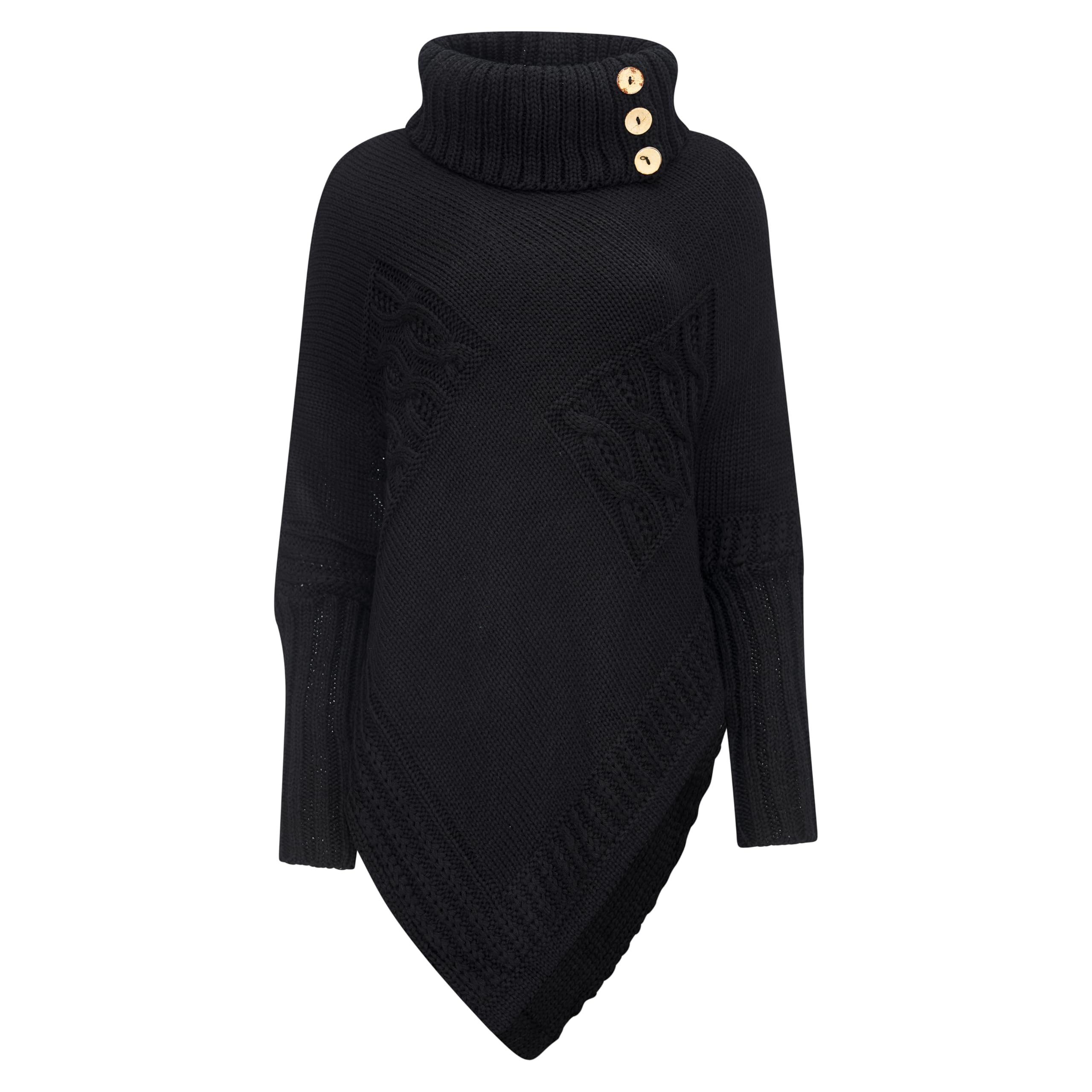 Mississhop Poncho Strick Sweatshirt Pullover Umhang Überwurf