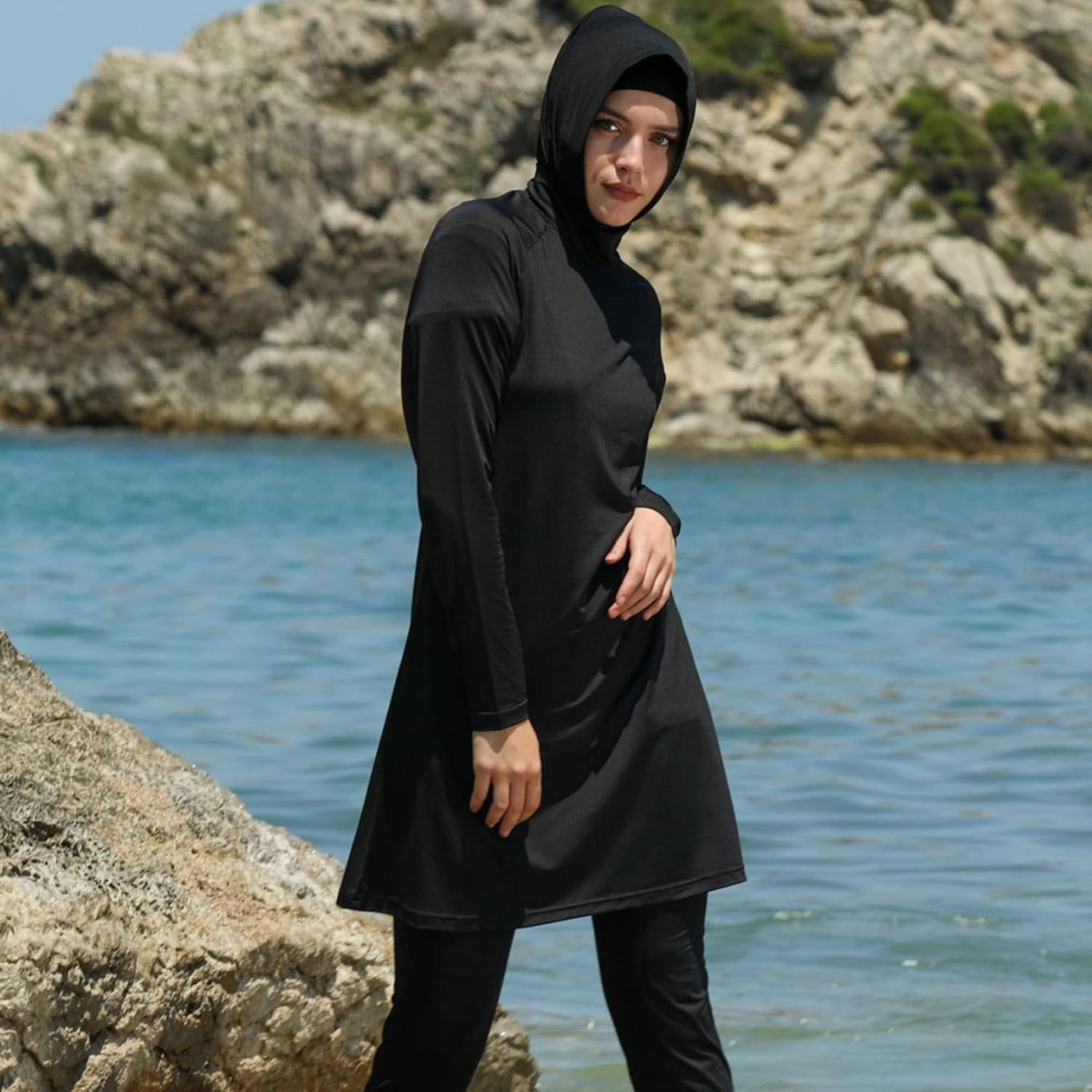Islamic Long Sleeve Swimsuits for Women Modest Muslim 5 PCS | Full Cover Rash Guard Burkini | Arabic Swimwear