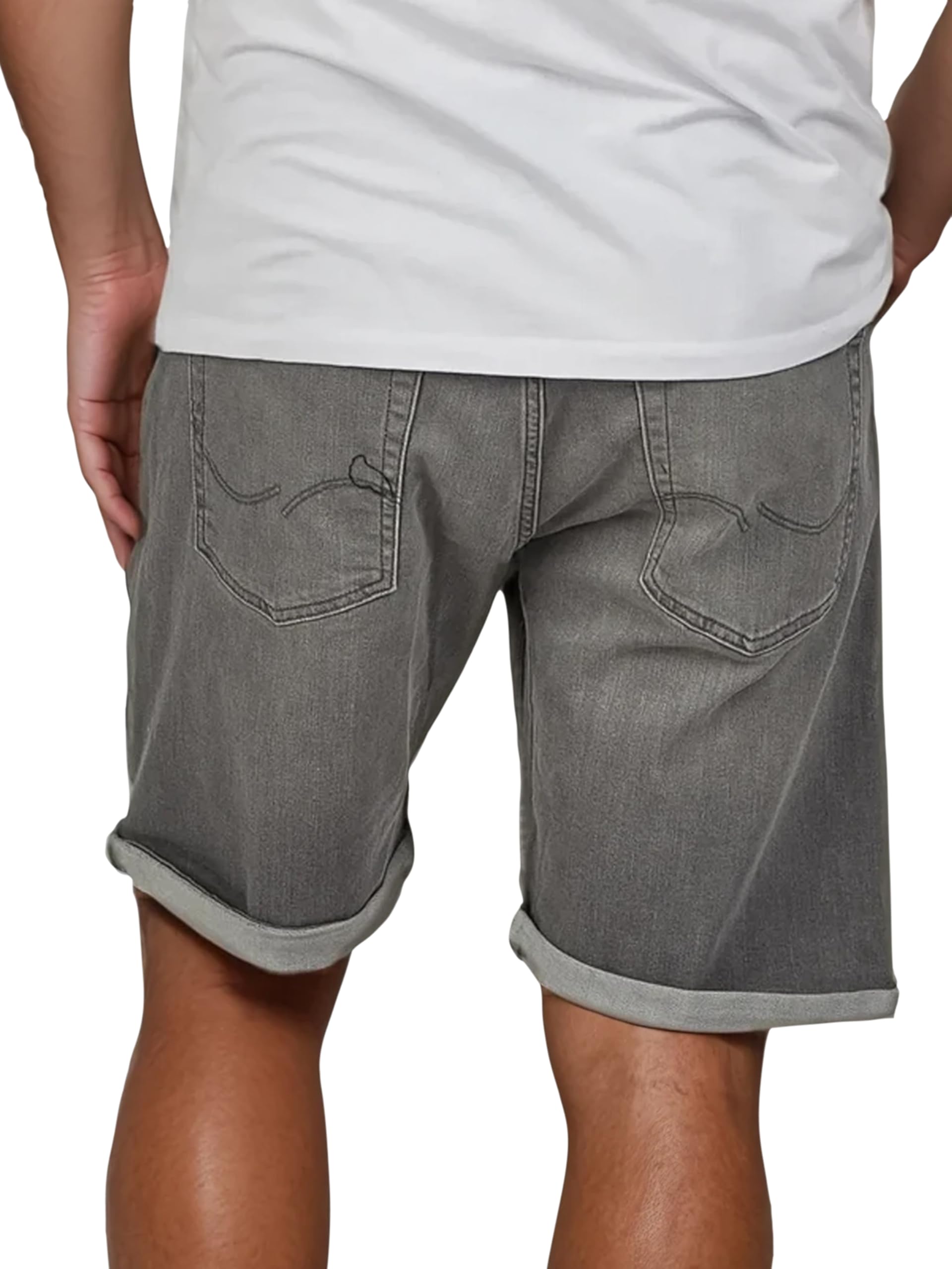 JACK & JONES JJIRICK krótkie spodenki jeansowe męskie, strecz, krój regularny, krótkie spodnie, bermudy, letnie, dżinsowe, jednokolorowe, czarne, niebieskie, S, M, L, XL, XXL