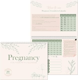 Gueevin Pregnancy Countdown Calendar Milestone Wall Calendar with Planner and Scrapbook Pregnancy Must Haves Pregnant Gifts for Expecting Mom, Baby Growth Tracker, First Time Mom Essentials