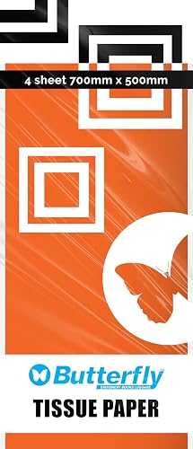 Butterfly 4-Sheets Tissue Paper 5-Piece Set, 660 mm x 500 mm Size, T05 Orange