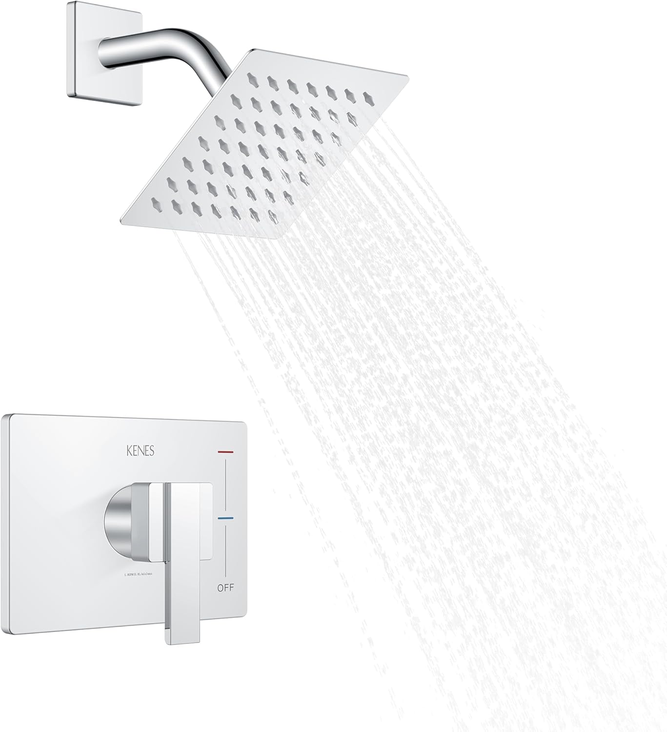 KENES Polished Chrome Shower Faucet Set, Square Shower Trim Kit with Single-Spray Stainless Rain Shower Head, Shower Trim Systems Wall Mount, KE-6025B-5 (Shower Valve Included) KENES Polished Chrome Shower Faucet Set, Square Shower Trim Kit with Single-Spray Stainless Rain Shower Head, Shower Trim Systems Wall Mount, KE-6025B-5 (Shower Valve Included)