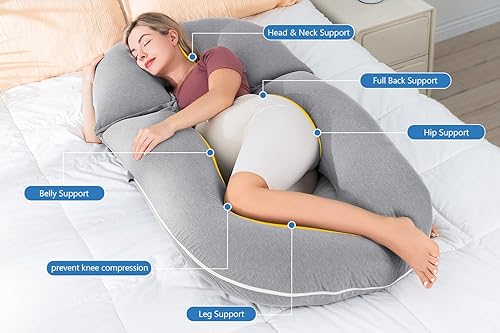 Miniatura 2 de INSEN Almohadas de embarazo, almohada corporal desmontable para dormir, enfermera y relajarse, almohadas de embarazo multiusos para mujeres