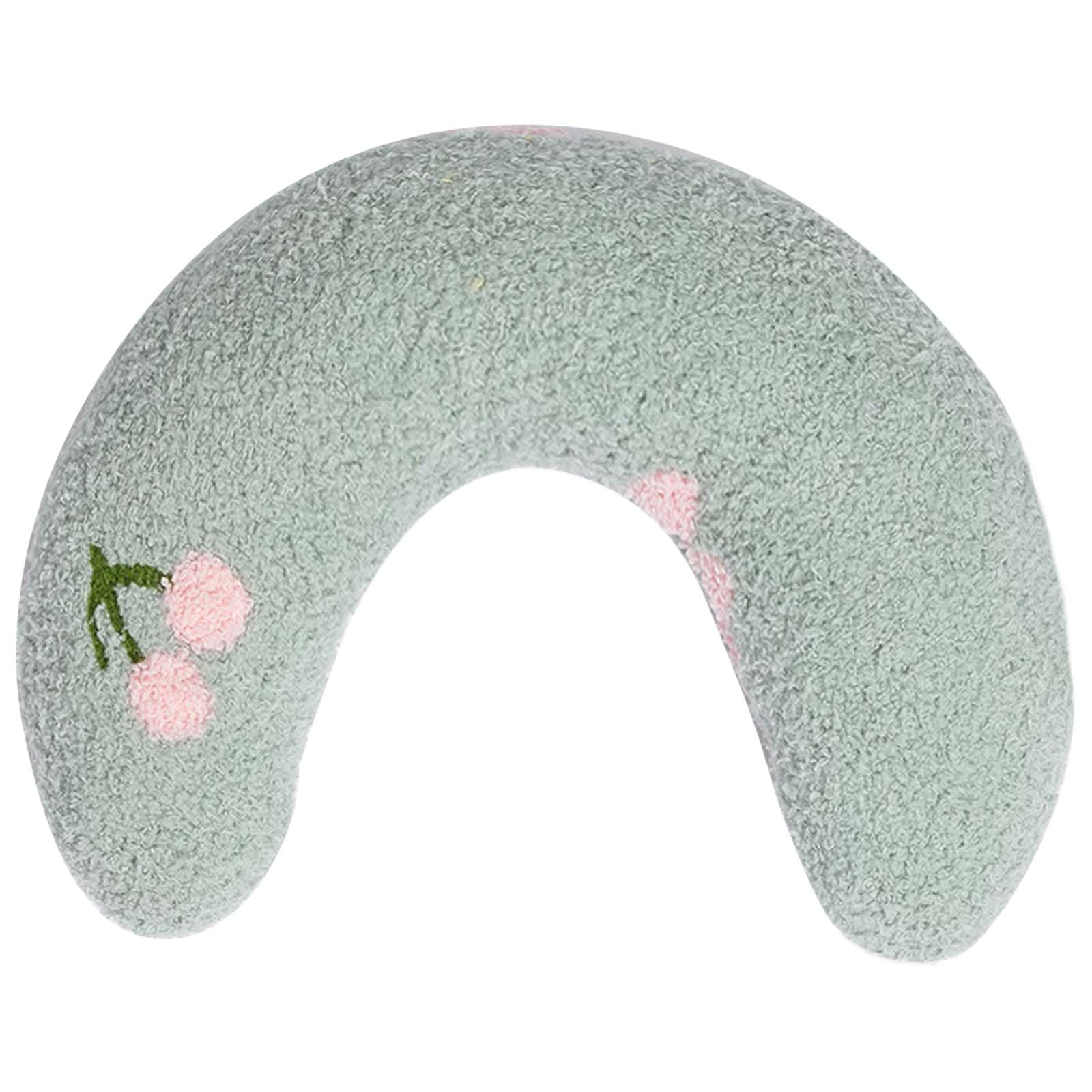 Oreiller pour Chiens Chats, 27x17x6cm Oreiller en Forme de U pour la Protection de la Colonne Cervicale, Doux et Confortable, Coussins pour Chat Chiot, Jouet pour Animaux de Compagnie (Vert)