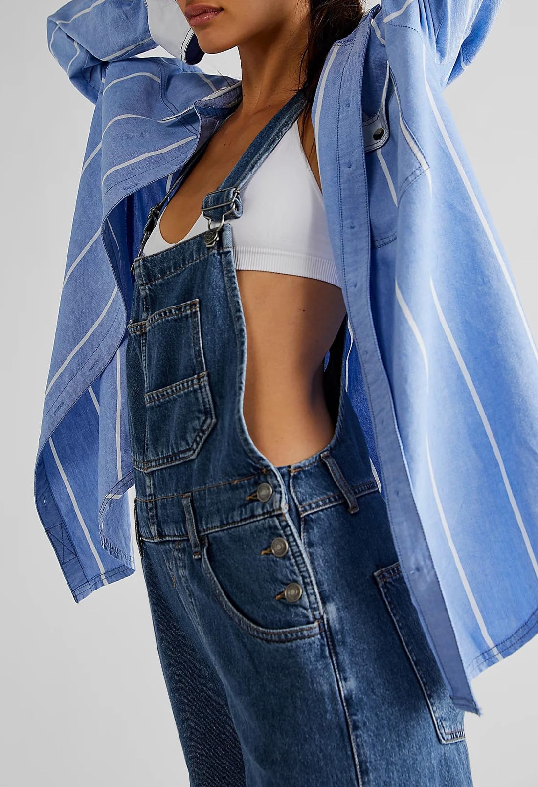 Sovoyontee Damen Latzhose Sommer Lockere Lange Jeans Jumpsuit Bib Overall Mit Trägern