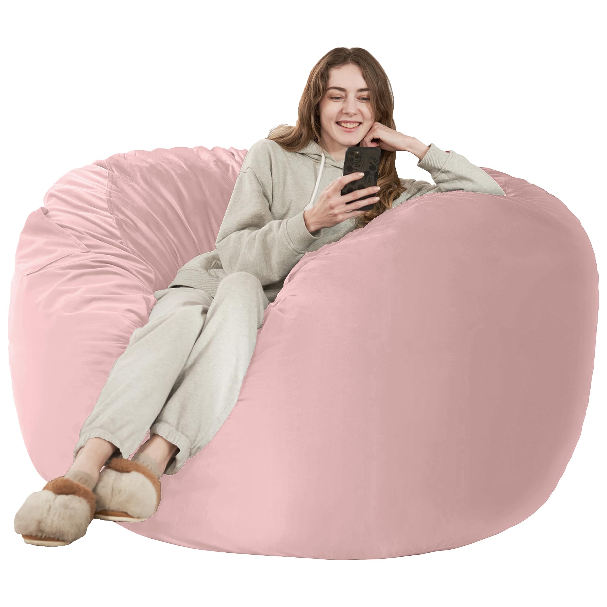 HABUTWAY Bean Bag Chair: Giant 6' Memory Foam Furniture Bean Bag Chair with Microfiber Cover - 6Ft,Pink