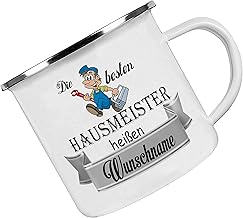 Enamel Mug - Die besten Hausmeister heißen (Desired Name) - Saying, Office Cup, Printed Enamel Mug, Mug with Saying, High-Quality Coffee Mug, Personalised Gifts