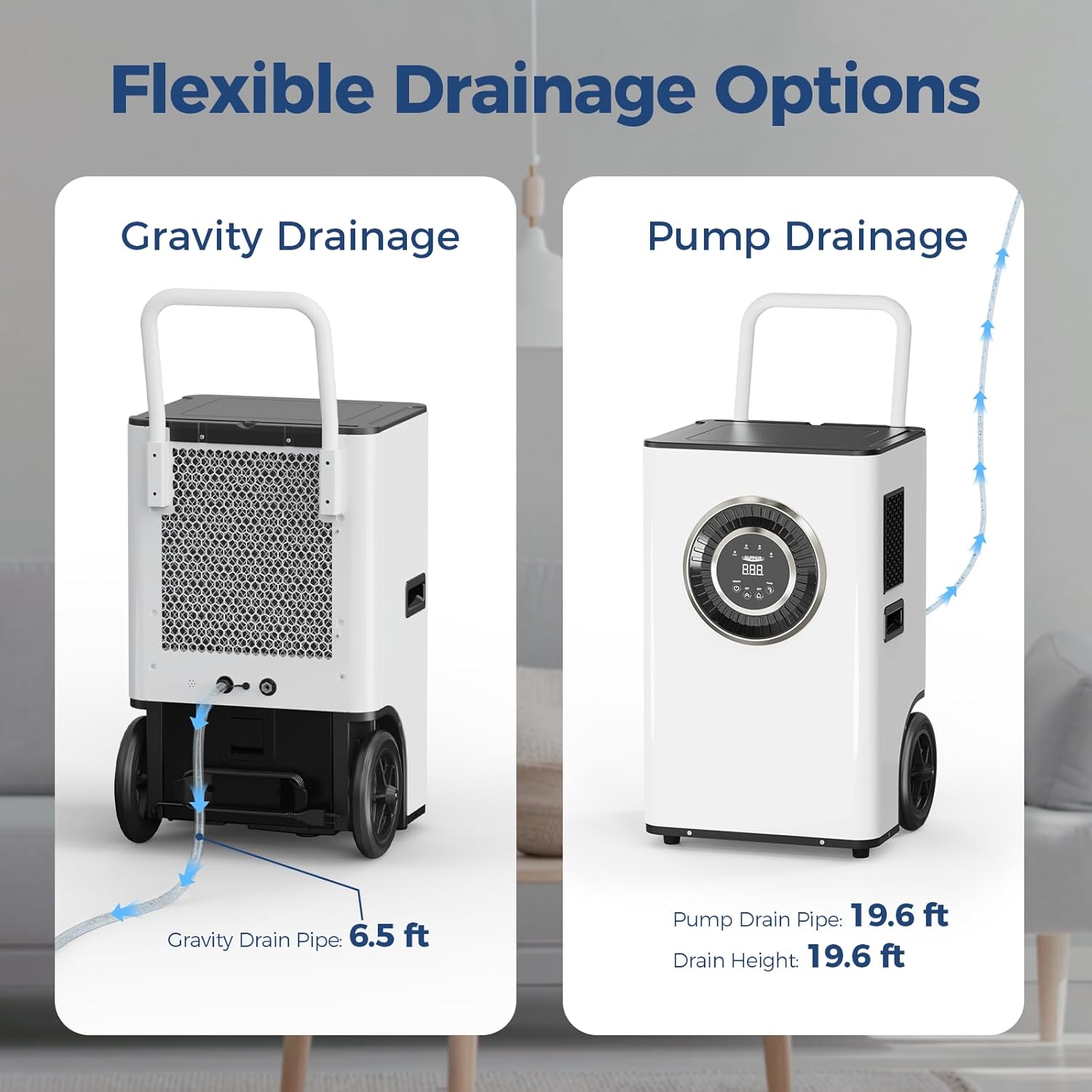 ALORAIR 110PPD Commercial Dehumidifier with Pump & Drain Hose, LGR Tech Dehumidifiers for Large Room, Basement, Warehouse, Industrial Space, 5 Years Limited Warranty, Sentinel Elite50X