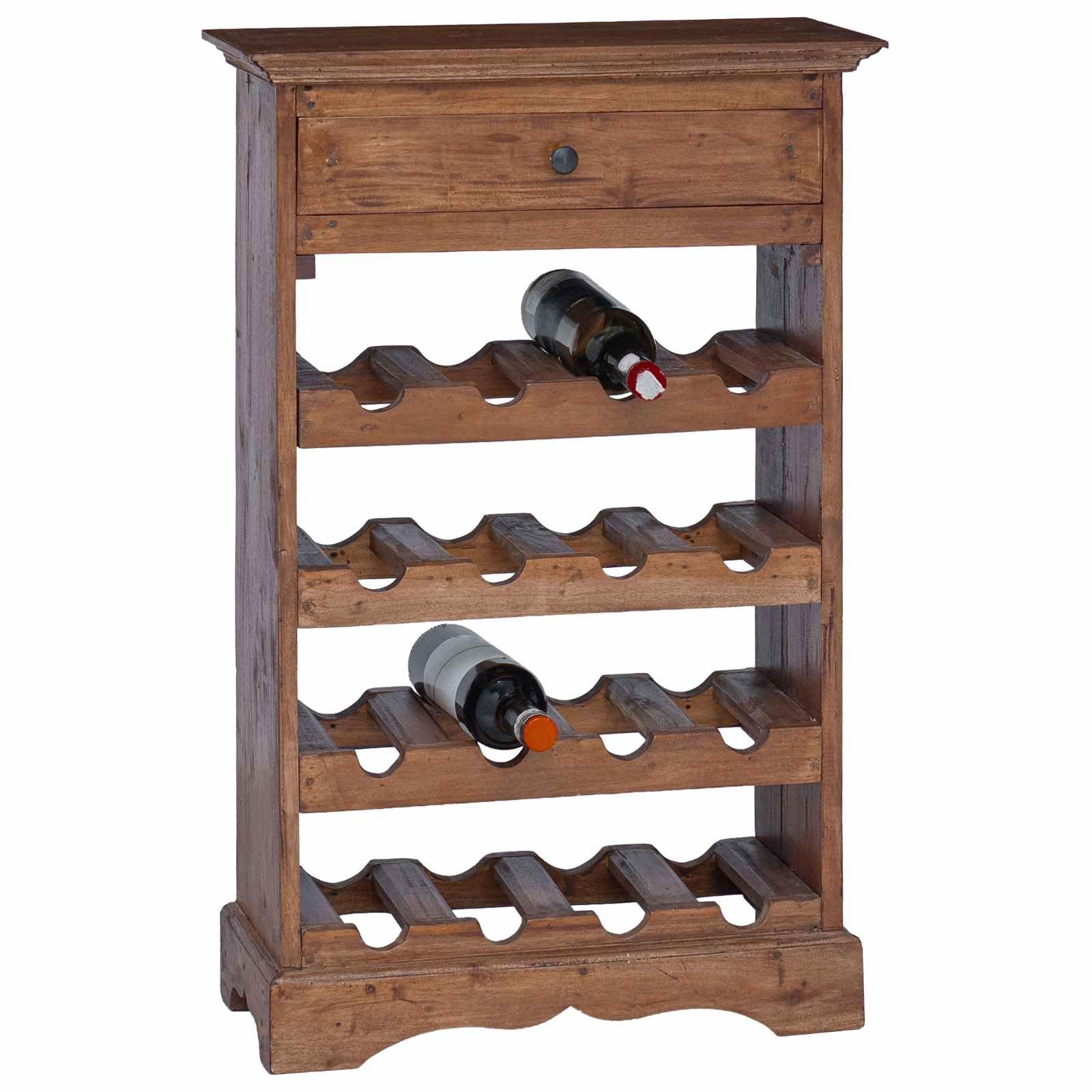 Portabottiglie in legno massiccio di mogano, 55 x 23 x 85 cm