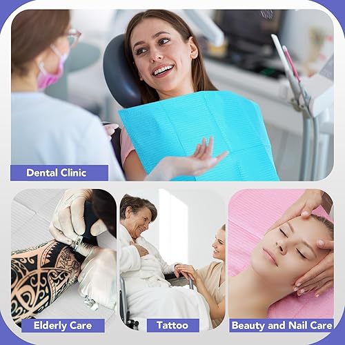 Miniatura 7 de 300 hojas desechables para baberos dentales de 13 x 18 pulgadas, 3 capas, impermeables, para dentistas, para clínicas, piercings de tatuaje,