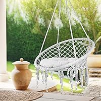 Vista 7 de Macrame Swing Chair with Removable Cushion & Hardware, Heavy-Duty Hammock Chair Handwoven from Cotton Rope, Supports 330LBS for Boho Patio, Bedroom