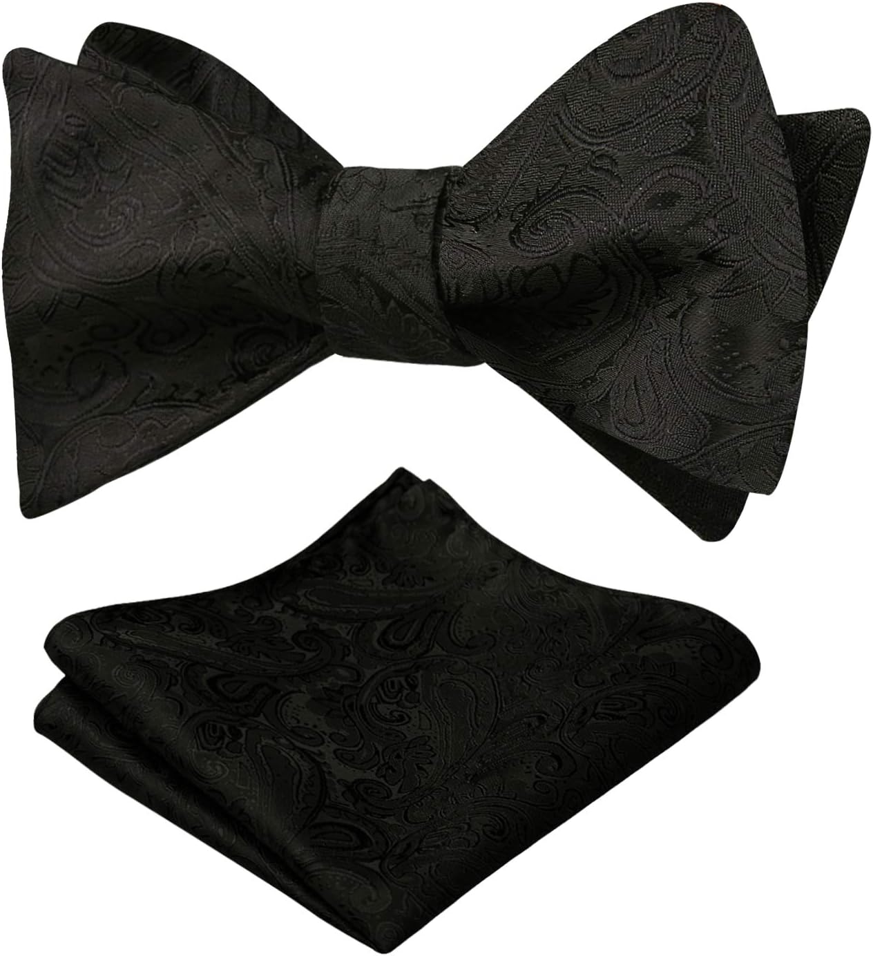 Alizeal Mens 2pcs Paisley Jacquard Self-Tie Bow Tie Pocket Square Set