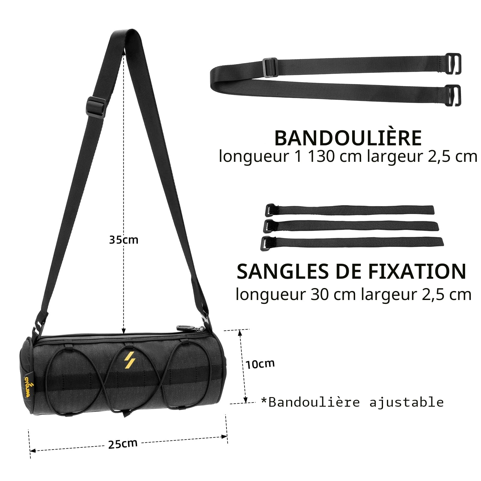 ROCKBROS Sac de Guidon Vélo, Sacoche Cadre à Bandoulière pour VTT, VTC, Pochette Route Accessoires Vélo Homme, Noir 2,1 L