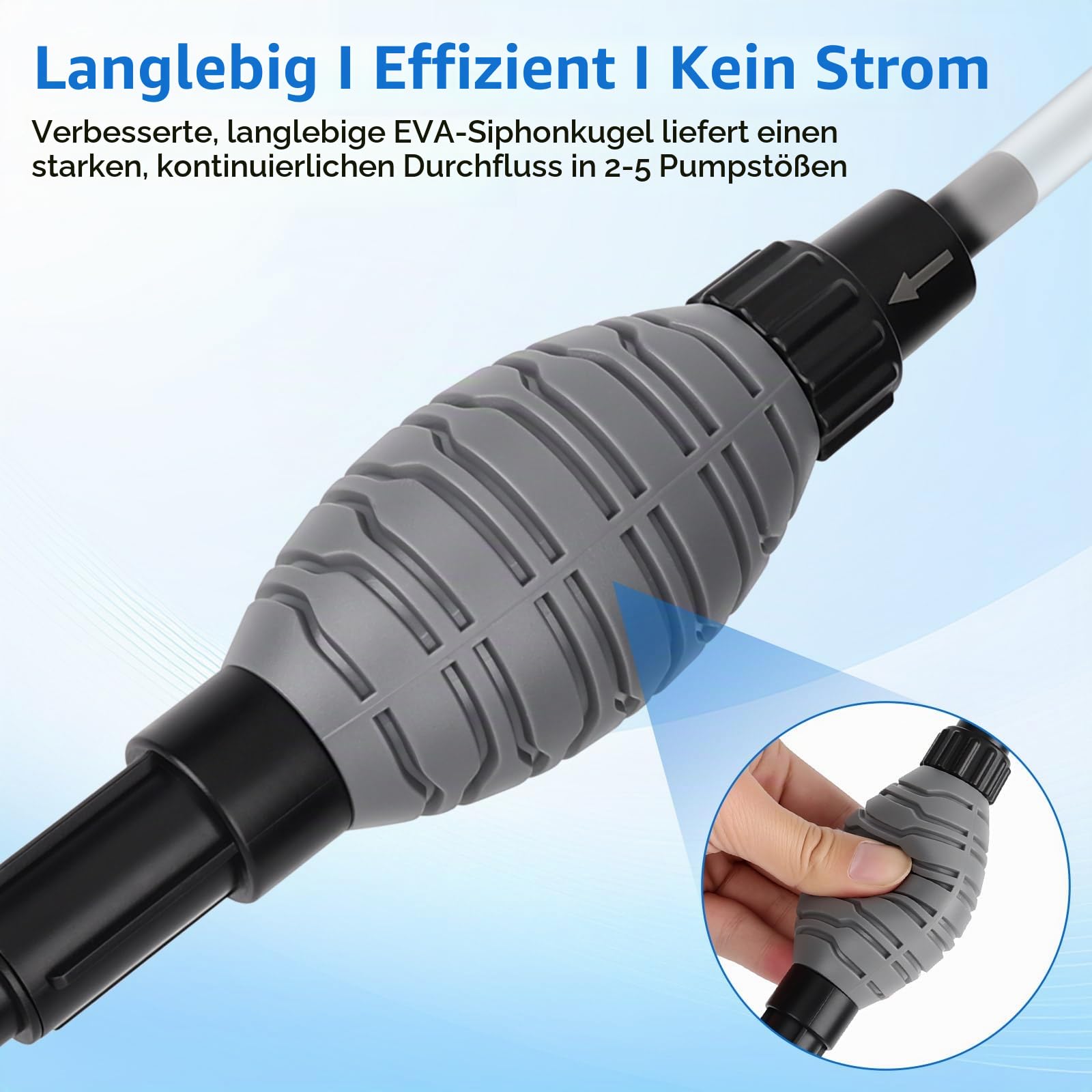 AQQA Aquarium Reiniger, Regulierbarer Durchfluss Mulmsauger Aquarium, Aquarium Sauger für Manuellen Wasserwechsel und Sandreinigung Mit Ergonomischem Griff