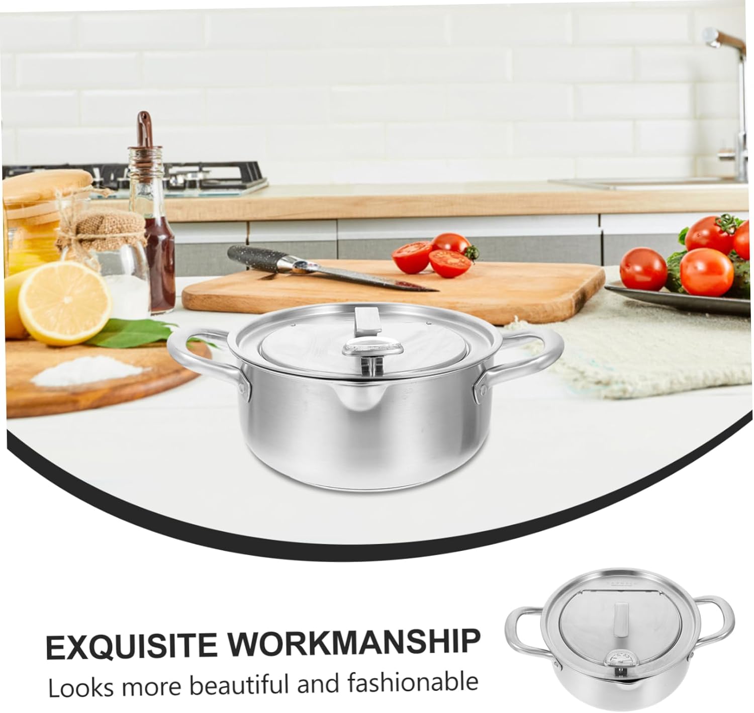 Stovetop Deep Fryer Skillet Thermometer Nonstick Pan for Tempura Frying Pan Lid Stainless Steel