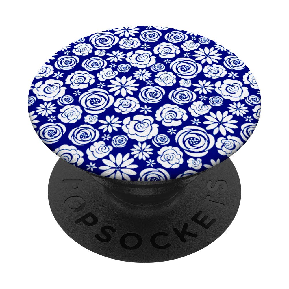 Annovero Blue Floral PopSockets Swappable PopGrip