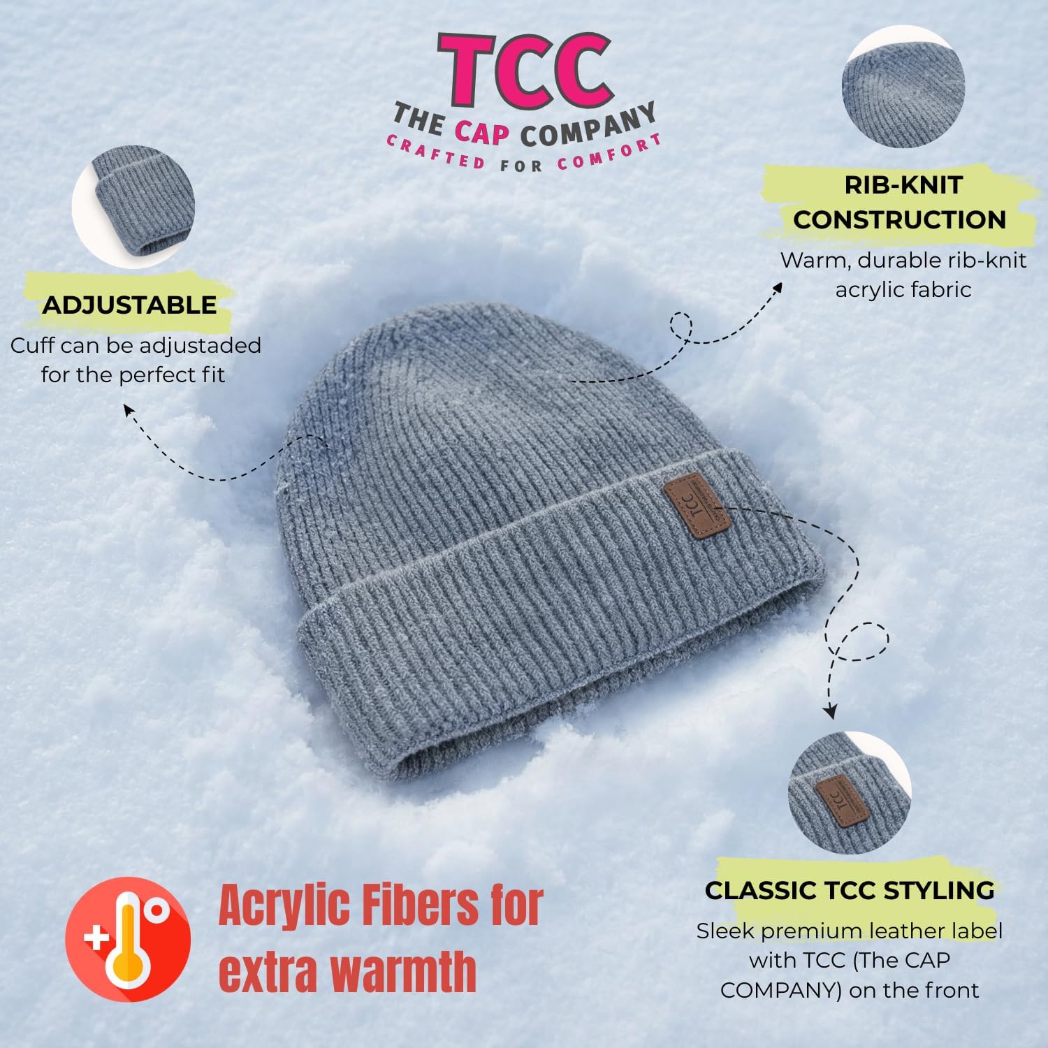 Beanie for Men Women | Cuffed Thick Soft Knitted Unisex Winter Hat Beanies Skull Cap - Image 3