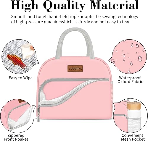 Miniatura 4 de Coobiiya Bolsa de almuerzo para mujeres y hombres, bolsa de picnic reutilizable con aislamiento, 10.8 pulgadas de largo x 6.3 pulgadas de ancho x