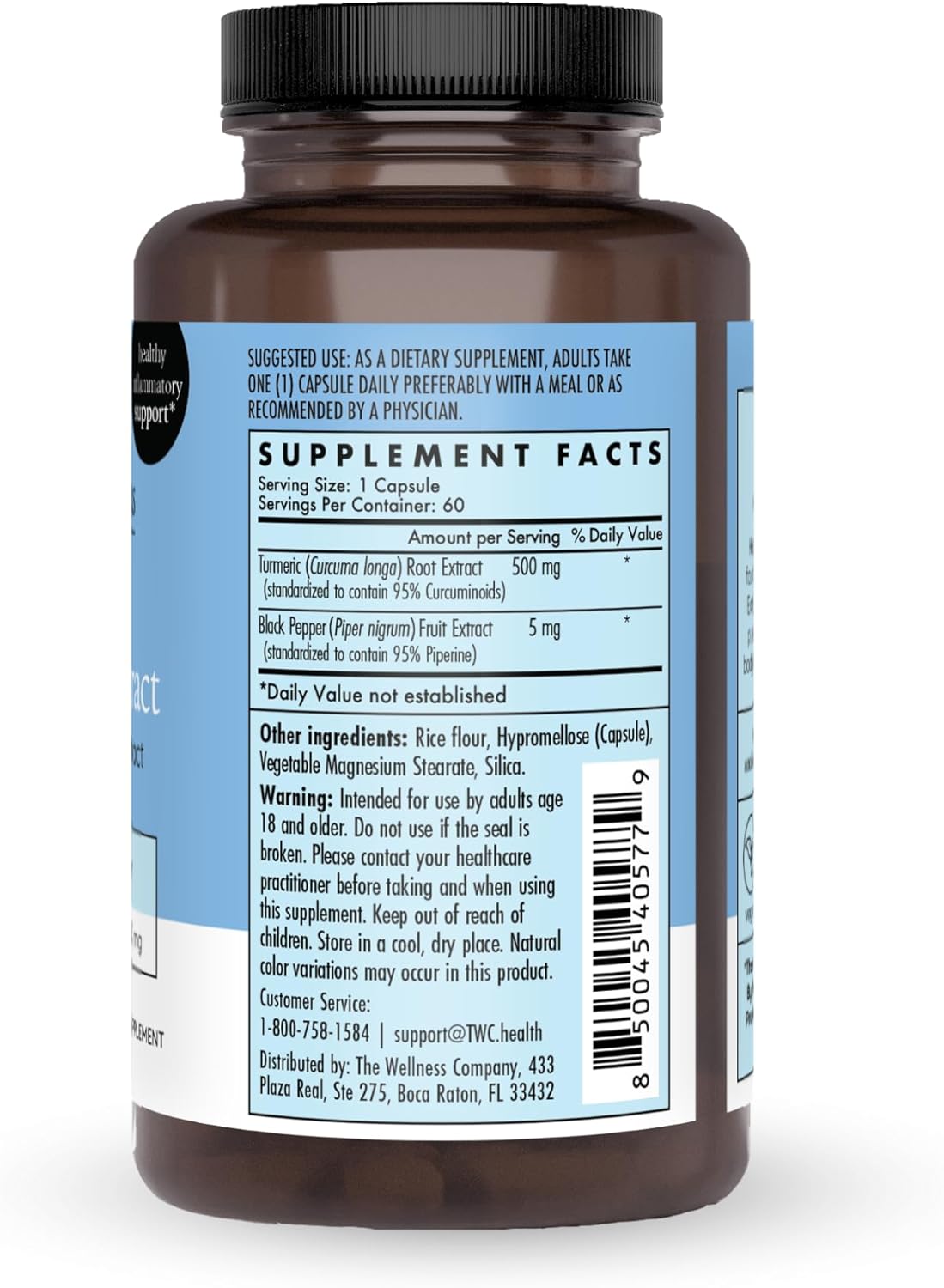 Turmeric Extract – Healthy Inflammatory Response - Potent Curcumin Plus 95% Piperine | 60ct (2 Month Supply)