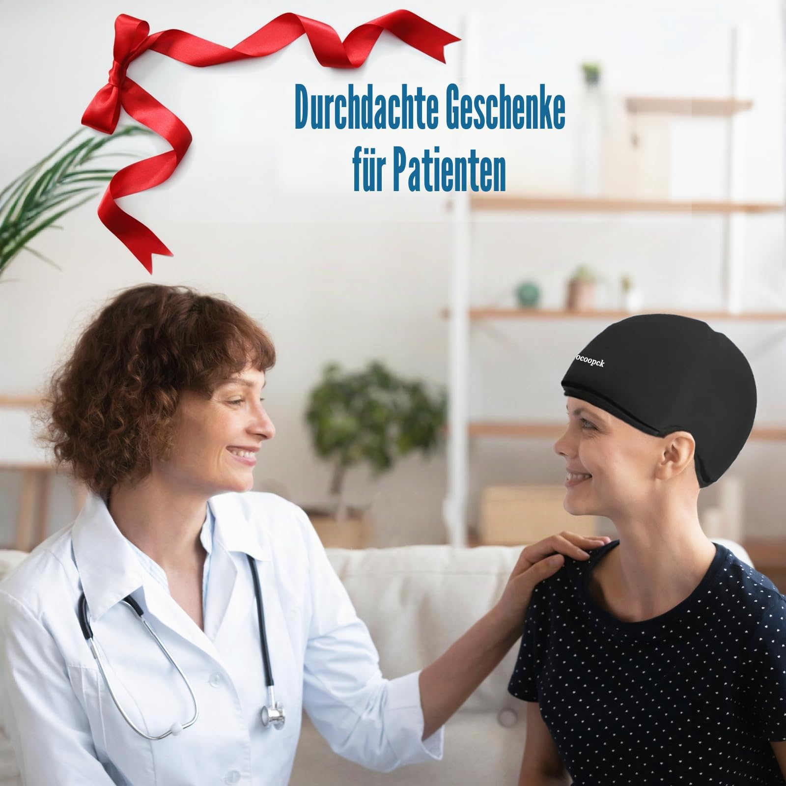 Kühlakkus, Kühlhaube für Chemotherapie-Patienten – Chemo-Pflegeset für Frauen & Männer – Migräne-Eiskappe – Kühlkappe bei Kopfschmerzen & Stress,schwarz