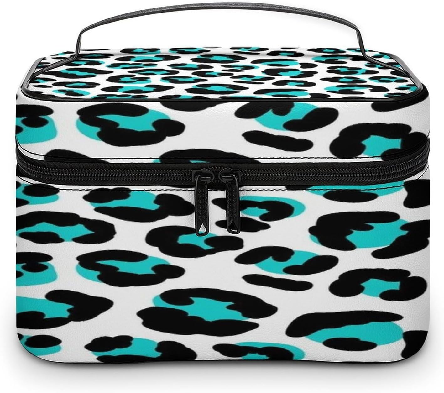 Travel Portable Cheetah Blue And Black Leopard Cosmetic Organizer Bags