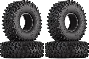 AllinRC 4.7" RC Crawler Tires (4-Pack) - 1.9" Scale Tires For Axial SCX10, Traxxas TRX-4, Redcat