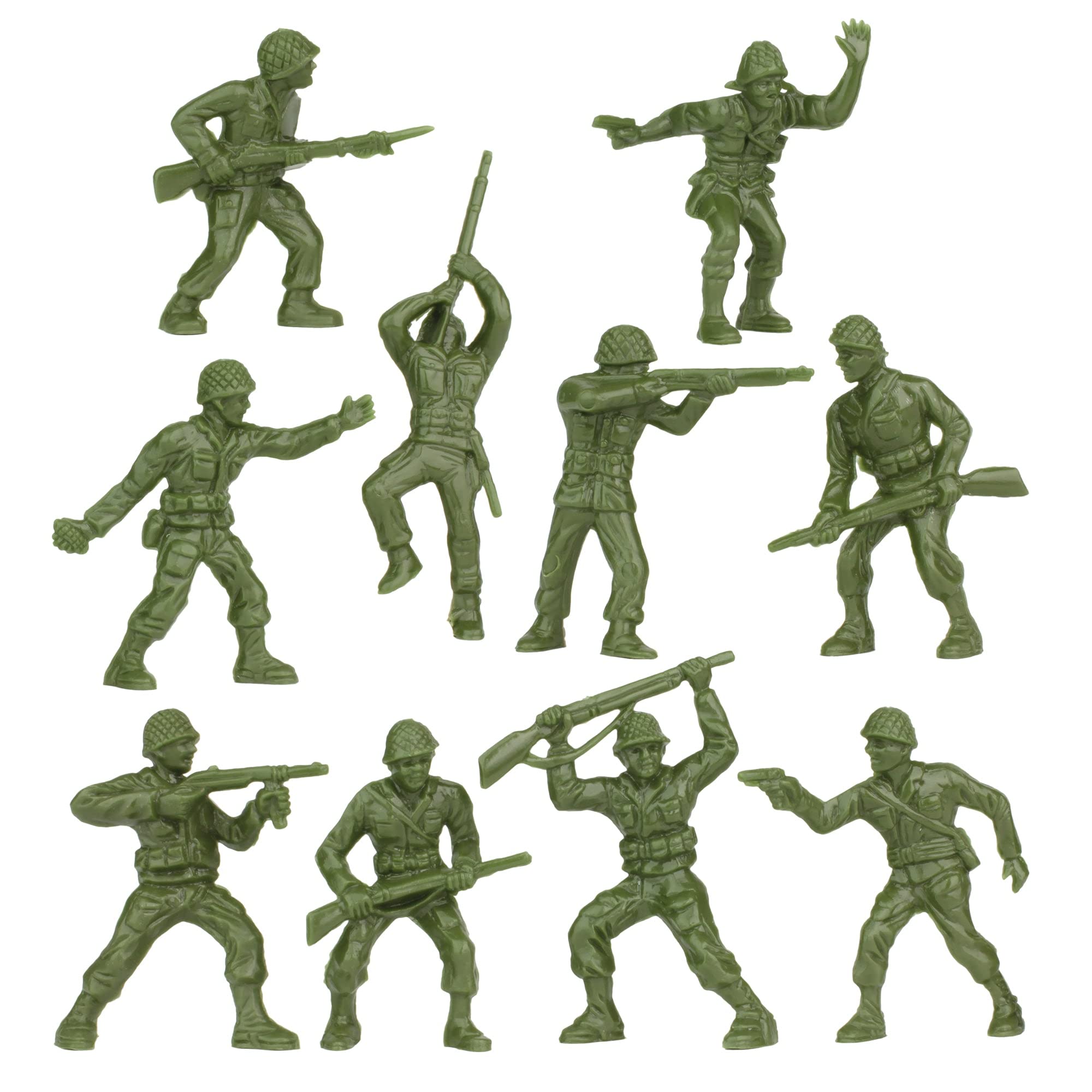 BMC Classic OD Green Plastic Army Men - 40pc WW2 Soldier Figures