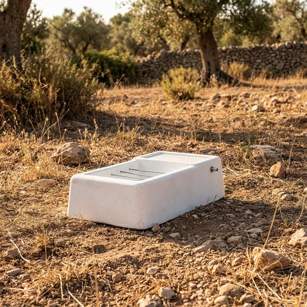 Suinga Bebedero Automatico de Hormigón con Flotador 10 litros 25x42x12 cm – Bebedero Profesional para Ganado, Aves y Animales