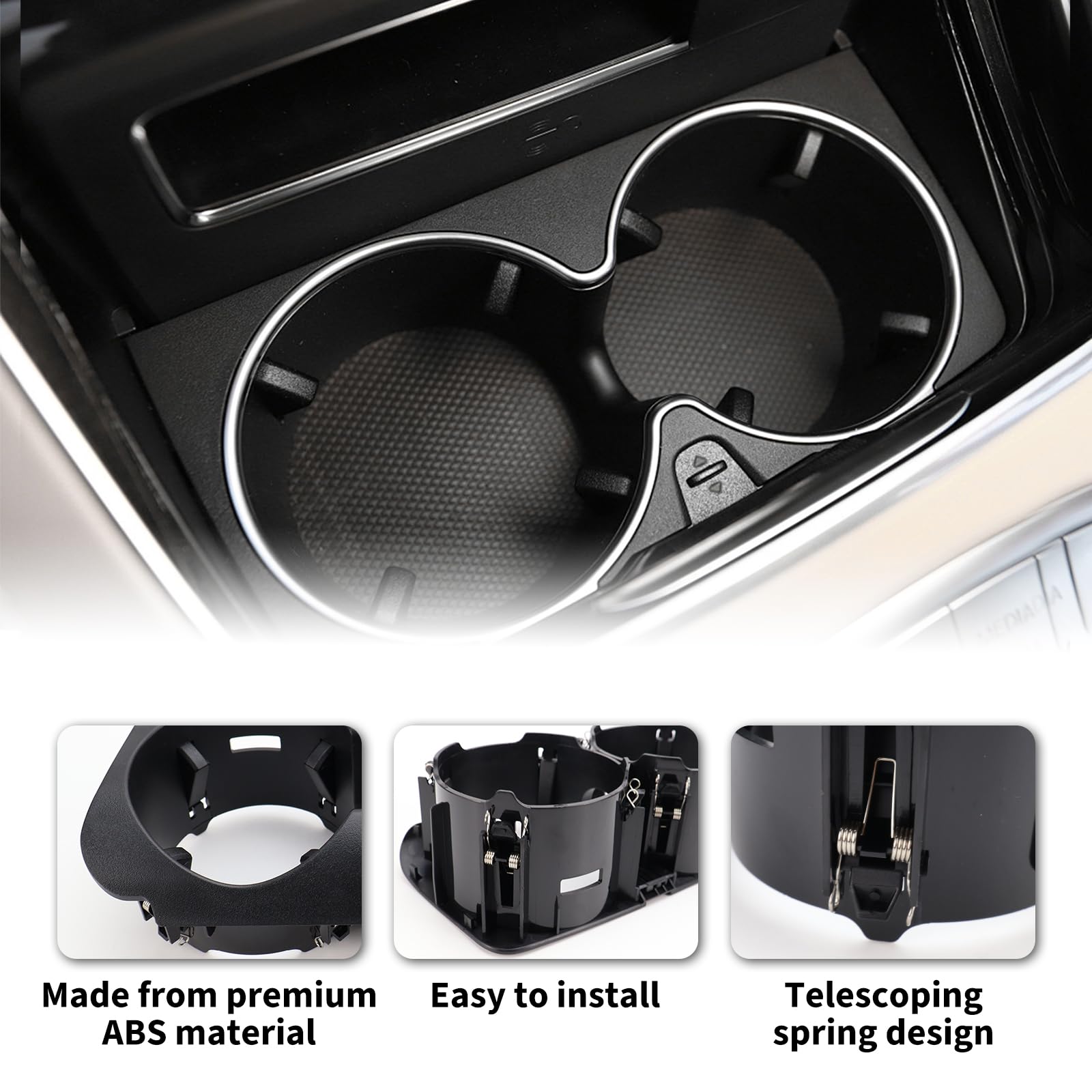 Portabevande auto, A2056800691, porta bevande per console centrale W205, porta bicchieri per console centrale W213, porta console centrale per Mercedes Classe E (nero)